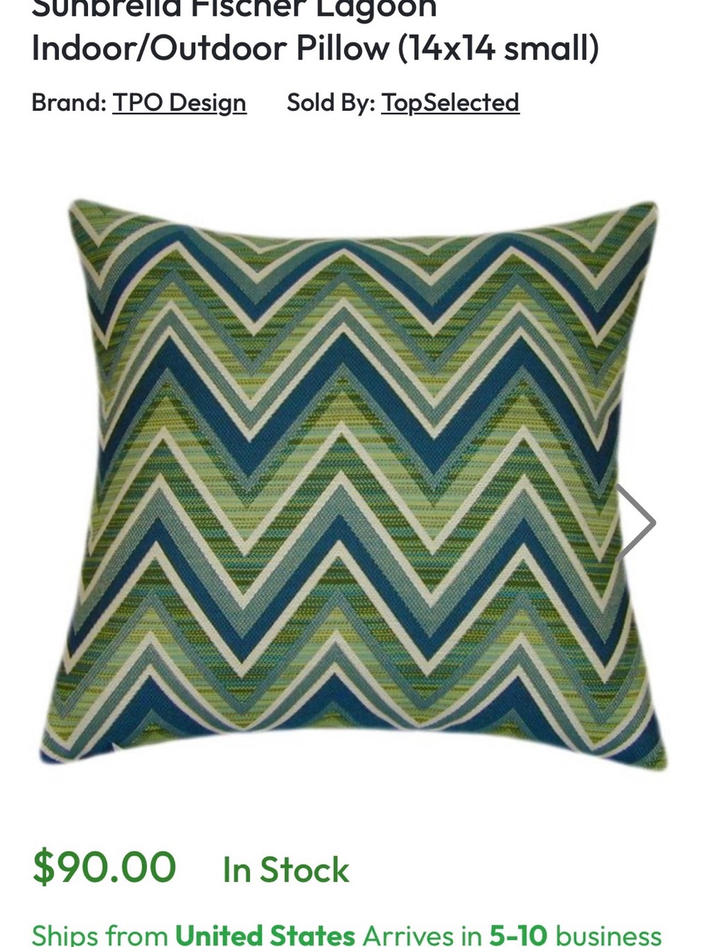Sunbrella Fischer Lagoon Outdoor Pillows x 2